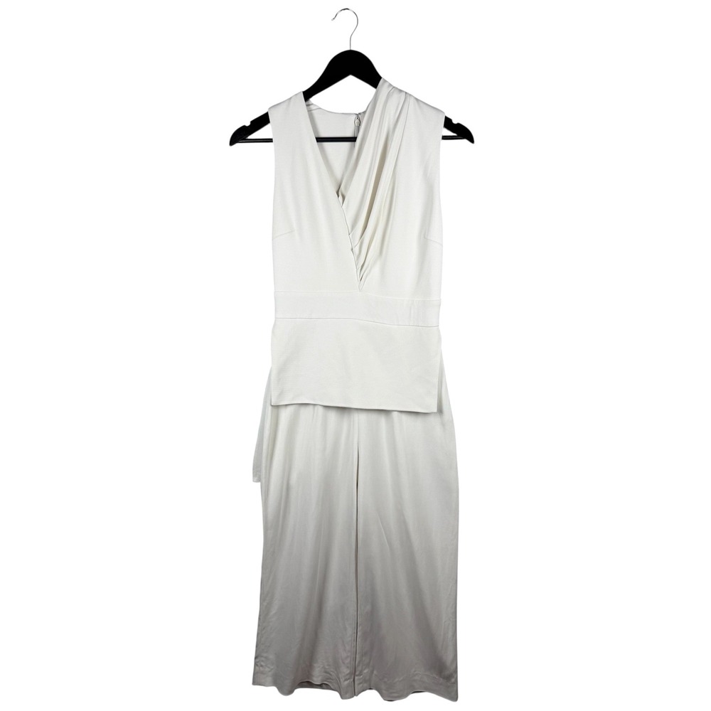 Cushnie et Ochs White Jumpsuit Wide Leg Peplum Back Drape Scarf Detail Size 4/6